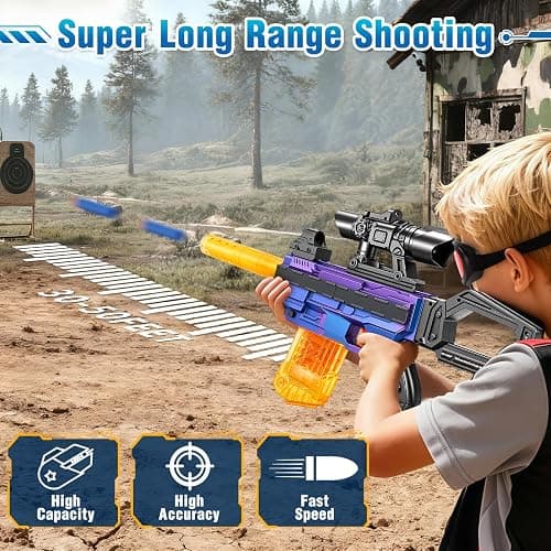 Toy Gun Automatic Sniper Rifle, Realistic Electric Toy Foam Blaster Sniper with Scope Tactical Vest Kit, Toy Gun for Boys 8-12, Birthday, Indoor Outdoor Shooting Game for Kids thumbnail 6