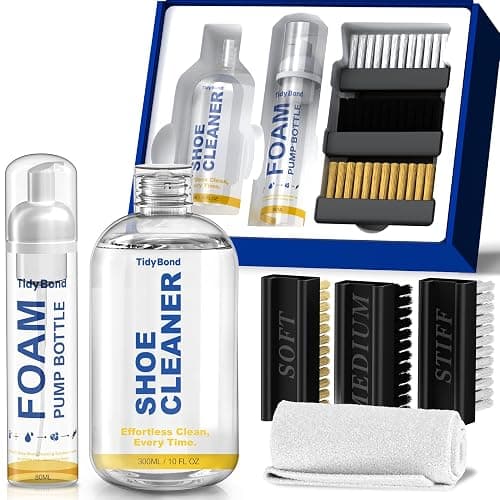 Shoe Cleaner Kit for Sneakers – 300ml Premium Shoe Cleaning Set with 3 Brushes & Microfiber Towel, Sneaker Cleaner for White Shoes, Boots, Leather, Suede, Canvas, Mesh, PU & Fabric - Image 1
