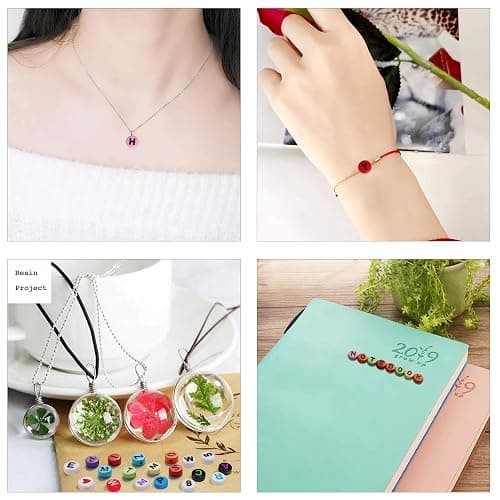 1900pcs 7 Colors Round Letter Beads Acrylic Alphabet Number Beads with 1 Roll Elastic Crystal String Cord for Jewelry Making DIY Necklace Bracelet (7x4mm) thumbnail 7