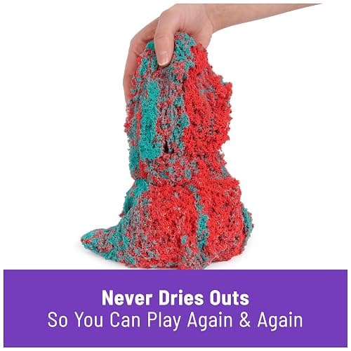 Kinetic Sand Mold n’ Flow with 1.5lbs Red & Teal Play Sand, 3 Tools, Sensory Toys, Holiday Gifts & Stocking Stuffers for Kids Ages 3 and up thumbnail 3