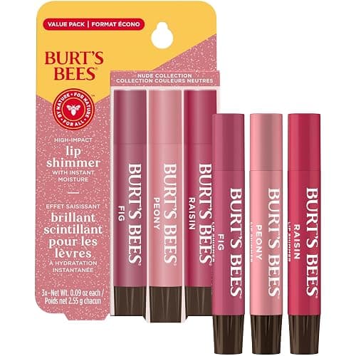 Burt's Bees Christmas Gifts, Lip Shimmer Nude Collection, Tinted Lip Balm Stick, Moisturizing for Hydration with Natural Glowy Pigmented Finish & Buildable Color, Value Pack, 3 Tubes x 0.09 Oz thumbnail 2
