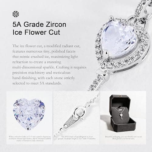 CYNKCNHL Key Heart Necklace Gift for Women, 925 Sterling Silver Pendant | Cubic Zirconia Jewelry Gift for Her, Girlfriend, Daughter – Birthday Valentine Anniversary thumbnail 5