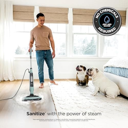Shark Steam & Scrub Steam Mop, All-in-One Scrubbing and Sanitizing Hard Floor Cleaner, LED Headlights, 4 Dirt Grip Soft Scrub Pads Included, XL Water Tank, Swivel Steering, Hawaiian Grey, S8001 thumbnail 4