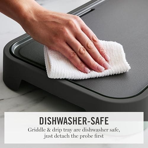 Martha Stewart 12"x 22" XL Electric Griddle, Ceramic Nonstick Flat Top | PFAS-Free Nonstick Grill, XL Cooking Surface for Pancakes & Eggs, Adjustable Temp Dial, Drip Tray, 1500W Heating, Caviar Gray thumbnail 8