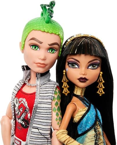Monster High Booriginal Creeproduction Dolls 2-Pack, Cleo De Nile & Deuce Gorgon Collectible Reproductions with Doll Stands, Diaries & Pets thumbnail 2