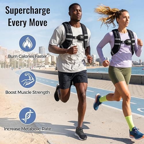 Zeerun Weighted Vest, 6lb/8lb/10lb/12lb/15lb/18lb/20lb/24lb/30lb for Men Women, Reflective Stripe Adjustable Buckle, Comfortable Durable Rucking Vest for Walking Running Strength Training thumbnail 2
