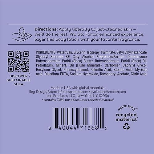 eos Shea Better Body Lotion Vanilla Cashmere, 24-Hour Moisture Skin Care, Lightweight & Non-Greasy, Natural Shea, Vegan, Vanilla Body Lotion, 16 fl oz - Vanilla Cashmere - 16 Fl Oz (Pack of 1) thumbnail 9