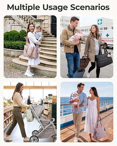 BAGSMART Diaper Bag Tote, Hospital Bag for Labor Delivery, Puffy Maternity Travel Diaper Tote, Baby Bag with Pacifier Case thumbnail 2