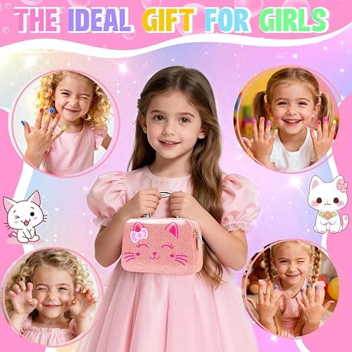 Kids Nail Polish Set for Girls, 27Pcs Nail Art Kit with Nail Dryer & Storage Case, Non-Toxic Peel-Off Water-Based Nail Polish, Christmas Birthday Gifts Toys for Toddlers Kids Girls Age 8 9 10+ thumbnail 8