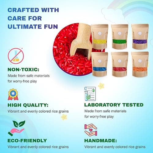 The Wood Etch Colored Rice in Vibrant Colors, Sensory Bin Filler, Rainbow Rice for Art & Craft, Creative Learning & Color Perception, Non-Toxic, Safe for Kids & Pets, Made in The USA (6 LBS) thumbnail 3
