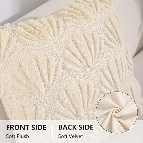 Tosleo Sea Pillow Covers 18x18 inch Set of 2 Farmhouse Decor Beige Shell Throw Pillow Cover Soft Plush Faux Fur Jacquard Pillow Case Ocean Themed Cushion Covers for Summer Sofa Home Decor thumbnail 3