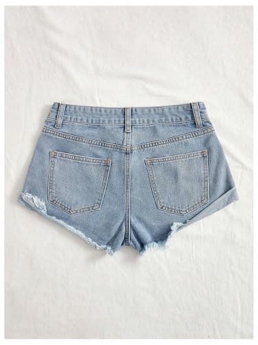 Floerns Women's Low Waisted Ripped Mini Jean Shorts Roll Hem Distressed Y2k Denim Shorts thumbnail 2