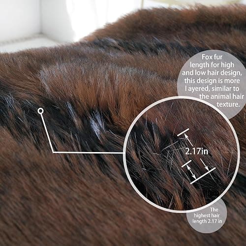 inchgrass Fox Faux Fur Blanket Luxury Fur Throw Blanket Sofa Fluffy Blanket Super Warm Elegant Cozy Fuzzy Throw Blankets for Couch,Armchair and Bed Washable Plush Blankets 74"x60" Brown Throw Blanket | Luxury Fur Throw Blanket, Super Warm, Plush Blankets, Cozy, Elegant, Fuzzy, Washable, Sofa Fluffy Blanket, Couch, Bed thumbnail 2