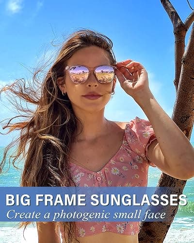 Myiaur Polarized Sunglasses for Women, Square Mirrored Trendy Shades with UV Protection Reduce Glare Sun Glasses thumbnail 7