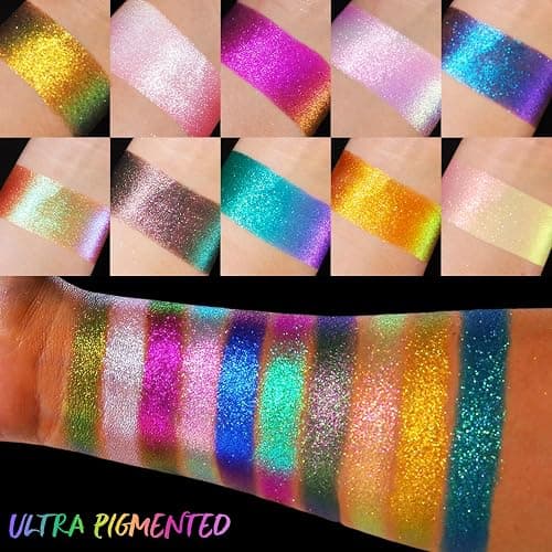 UCANBE Chameleon Multichrome Eyeshadow Palette, 10 Colors Shifting Chromatic Light-Reflecting Metallic Eye Shadow, Multi-Use Blendable Holographic Glitter Shimmer Eye Makeup Pallet (Solar Python) thumbnail 4
