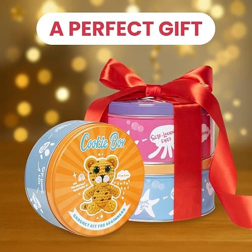 Cookie Box Crochet Kit for Beginners – Gift Set to Make Leopard Leo Amigurumi Plushie – Easy DIY Crochet & Knitting Starter Kit with Video and PDF Tutorials thumbnail 8