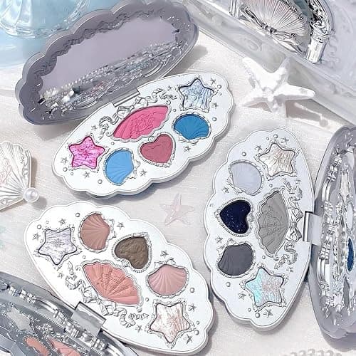 Flower Knows Shell's Jewel 6-Color Makeup Palette,Smoke Greys Eyeshadow with 4 Matte + 2 Shimmer Shades,Blendable Smooth Cute Eye Makeup,0.23 Oz(02 Deep Sea) thumbnail 8