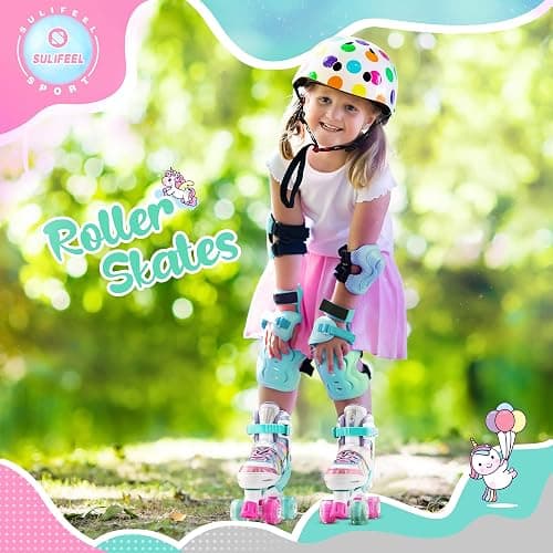 SULIFEEL Rainbow Unicorn 4 Size Adjustable Roller Skates for Girls Boys for Kids Ages 3-5 5-8 6-12 Children Skates Indoor Outdoor thumbnail 8