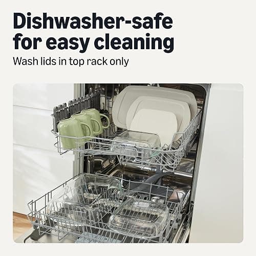 Amazon Basics Glass Baking Dishes with BPA-Free Lids, 6-Piece Set, Borosilicate Glass, Dishwasher and Oven-Safe, Linen Gray thumbnail 5