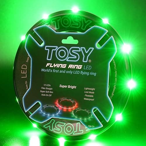 TOSY Flying Ring - 12 Monocolor LEDs, Super Bright, Lost Mode, Auto Light Up, Christmas Stocking Stuffers Gift for Kid/Teen/Boy/Girl, Safe, Waterproof, Pool/Beach/Camping Toy (Green) - Image 1
