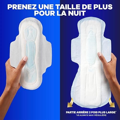 Always Maxi Pads for Women, Extra Heavy Overnight Pad with Wings, Size 5, Unscented, 36 Count thumbnail 14