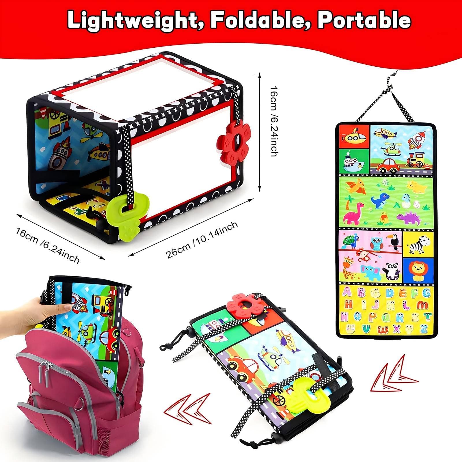 Double Tummy Time Mirror, Newborn Gifts Toys, Infant Toys 0-6 Months Brain Development Foldable Mirror, High Contrast Crawling Sensory Toy 3 6 9 12 Month Boy Girl thumbnail 6