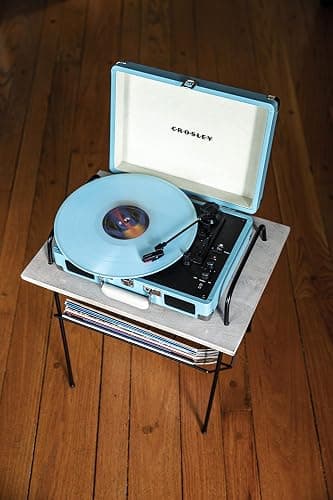 Crosley CR8005F-TU Cruiser Plus Vintage 3-Speed Bluetooth in/Out Suitcase Vinyl Record Player Turntable, Turquoise/White thumbnail 14