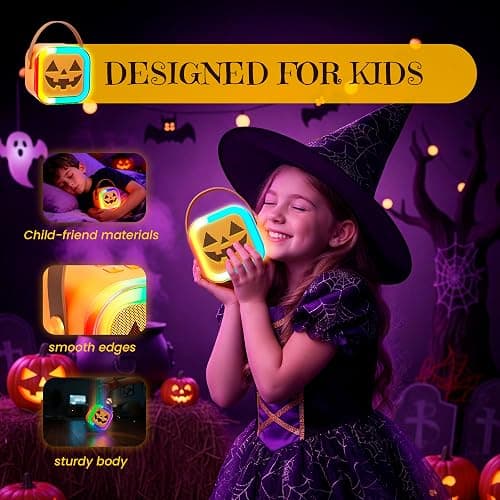 IROO Mini Karaoke Machine for Kids, Halloween Party Supplies & 2025 TOP Toy Gifts Ideas for Girls Boys Ages 4-12, Portable MP3 Player with 2 Wireless Mics for Birthday Christmas Singing Games（Pumpkin） thumbnail 8