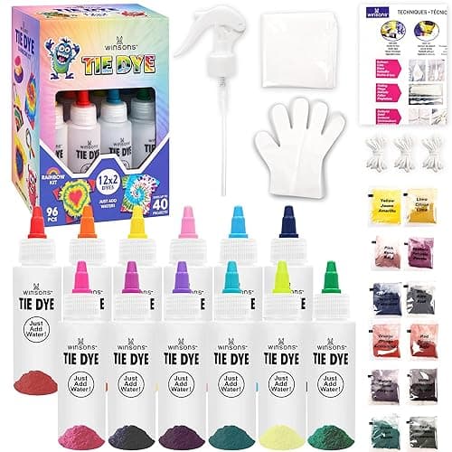 12 Colors Tie Dye Kit, Tie Dye Set for Kids, Pre-Filled Tye Dye Bottles, Non Toxic Permanent Fabric Dye Art Set, Easy DIY Fabric Art - Create Fun - 12 COLORS - Image 1