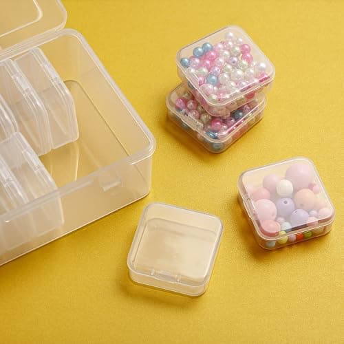 Mathtoxyz Small Bead Organizers, 30 Pieces Plastic Storage Cases Mini Clear Bead Storage Containers Transparent Boxes with Hinged Lid and Rectangle Clear Craft Supply Case thumbnail 2