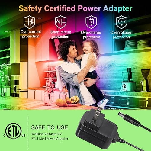 8 PCS RGB Under Cabinet Lighting Kit, 12v Motion Sensor LED Light Strip with Remote, ETL Listed Power Adapter, Music Sync Color Changing Led Lights for Shelves, Cabinet, Counter, Bookcase, 13ft thumbnail 5