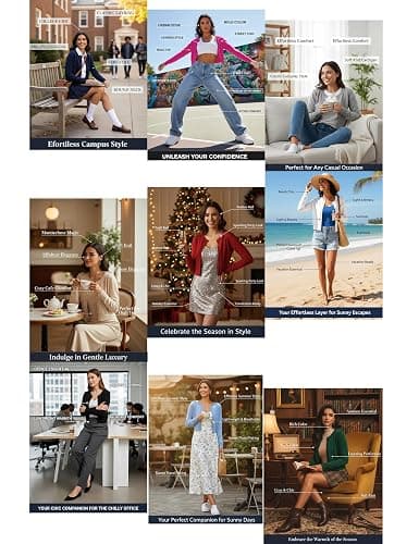 LETDIOSTO Cropped Cardigan Bolero Shrug for Women, Button Down Long Sleeve Knit Sweater for Dresses,for Jeans, XS to XL thumbnail 4
