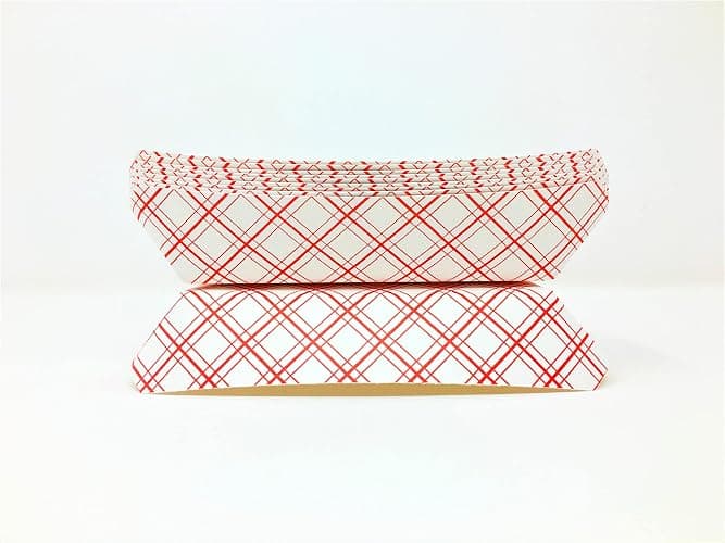 Mr Miracle 7 Inch Paper Hot Dog Tray in Red White Pattern. Pack of 100. Disposable, Recyclable and Fully Biodegradable. Made in USA thumbnail 6
