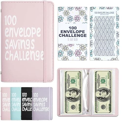 APMFHO 100 Days Money Saving Challenge Coin Envelope Budgetstorage Book, Money Saving Binder, Easy and Fun Way to Save $10,000 or $5,050, Saving Challenge Book with Family, Friends, Bestie - Image 1