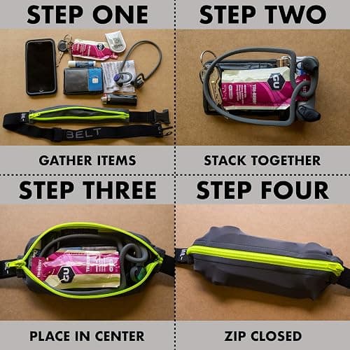 SPIbelt Running Belt Original for Women Men, Phone Holder for Running, Running Fanny Pack, Holder for Phone, Running Waist Pack, Adjustable Waist, [Fits All Phones]. Black with Hot Pink Zipper thumbnail 6