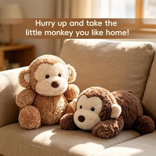 Niceween Monkey Stuffed Animal Monkey Plush Toy Soft and Premium Gifts for Babies Children Adults,Dark Brown,13 Inches thumbnail 10