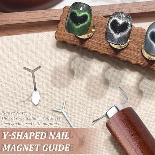 FOWSRHRG 3 in 1 Cat Eye Nail Magnet Set, Multifunctional Wooden Handle Nail Magnet, Heart Magnet for Nails, Rabbit Shape Cat Eye Magnet for Nails, Long Strip Magnets Tool for Nail Art DIY at Home thumbnail 5