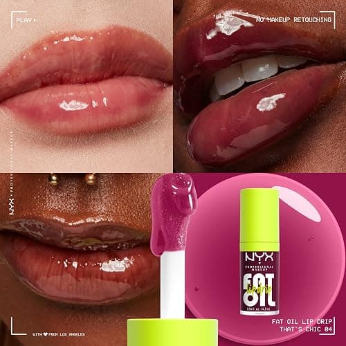 NYX PROFESSIONAL MAKEUP Fat Oil Lip Drip, Moisturizing Lip Oil Gloss, Vegan Tinted Formula, Up to 12 HR Hydration - That's Chic (Deep Berry) thumbnail 2