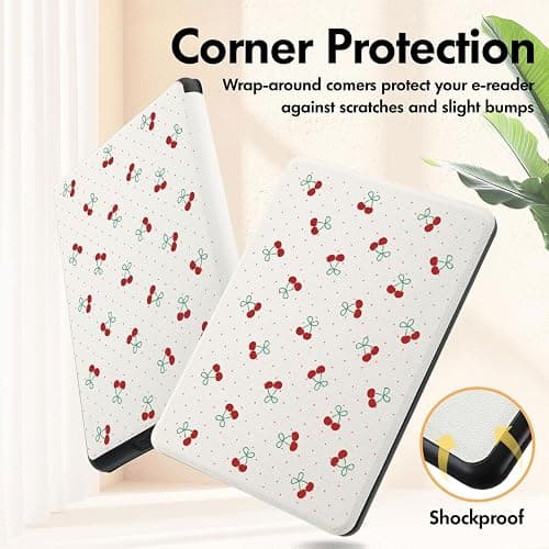 Cute Cherry Red Bow Case for 6" Kindle (11th Gen,2024&2022) with Hand Strap,Compatible with MagSafe for Wireless Charging,Sleep/Wake,Soft Silm Fit Leather Cover for Kindle thumbnail 3