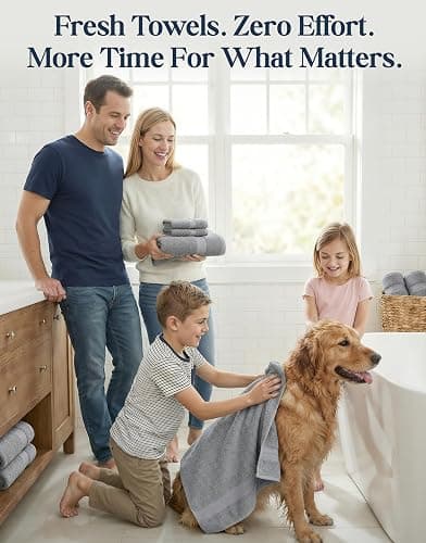 100% Cotton Bath Towels Set Soft Absorbent Quick Dry 16 Piece - Grey | Towels for the Bath, Absorbent & Durable, Ring-Spun, Ideal for Home & Spa, with OEKO-TEX thumbnail 5
