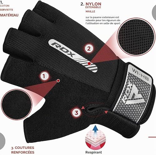 RDX Gants de Fitness Respirant Anti-dérapant, Gant Masculation Sport Soutien au Poignet Protection Paume Forte Adhérence Workout Entrainement Fitness Gymnastique Powerlifter Gym Gloves Halterophilie thumbnail 4