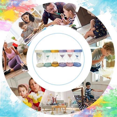 6 Pcs Colorful Hourglass Sandglass Timer Sand, Sand Timer, Clock Timer 3/5/10/15/20/30 Minutes for Kids Games Classroom Home Office Kitchen Use thumbnail 6
