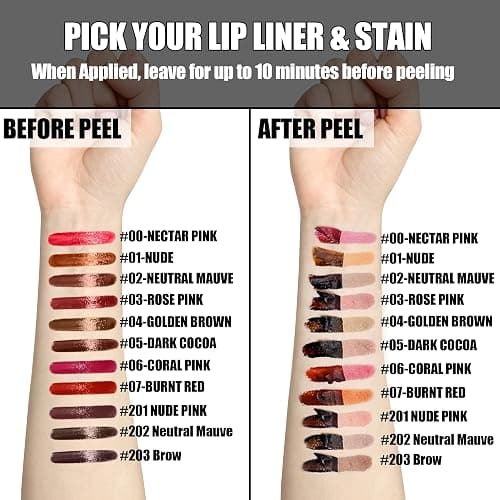 TENGLONG Peel Off Lip Liner Stain, Long Lasting Matte Lip Tattoo Makeup, Smudge-Proof, Highly Pigmented Color, Transfer-Proof, Waterproof, Suitable for All Skin Types, Rose Pink thumbnail 4