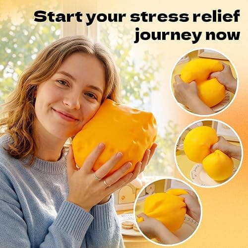 Yooshi Jumbo Cheese Squishy Toy, Giant Slow Rising Cheese Squishy for Kids & Adults, Soft Sensory Squeeze Fidget Toy for Stress Relief, Funny Office Desk Toy & Novelty Gift thumbnail 6