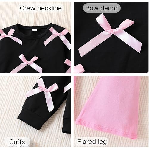Voxikidio Girls 2 Piece Outfits Long Sleeve Butterfly Sweatshirt & Flared Pants Fall Clothing Set Size 7-12 Years thumbnail 5