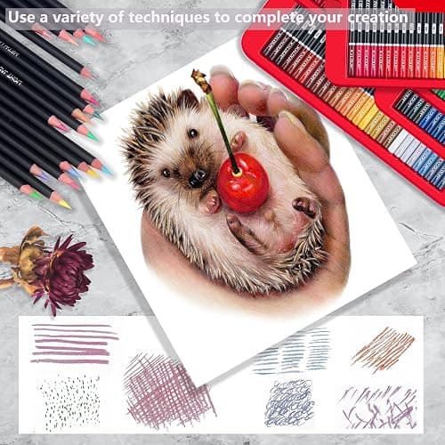 KALOUR 180 Colored Pencil for Artists - Rich Pigment Soft Core - Oil-Based - Ideal for Coloring Drawing Sketching Shading Blending - Vibrant Color（Tin Case） thumbnail 2