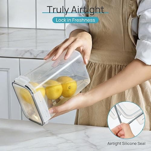 Airtight Food Storage Containers with Lids, Vtopmart 24 pcs Plastic Kitchen and Pantry Organization Canisters for Cereal, Dry Food, Flour and Sugar, BPA Free, Includes 24 Labels，Black thumbnail 4