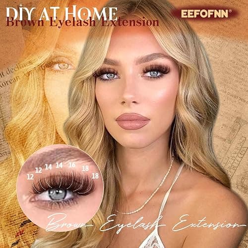 Eefofnn Brown Lash Clusters 360 pcs Eyelash Extension Natural Individual Lashes Brown Wispy+50P+60P+80P+Bottom Lashes Clusters DIY Lash Extension 5 Styles Cluster Lashes D Curl Lash Extension thumbnail 6