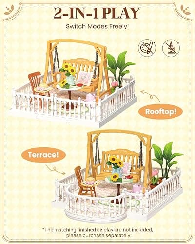 Rolife Super Creator Accessories Sunny Break Terrace, Tiny House Building Blocks for Little Dolls, DIY Plastic House Model Building Kits for Teens, DIY Crafts/Hobbies for Adults (Sunny Break Terrace) thumbnail 4