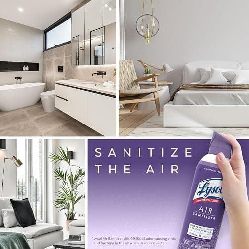 Lysol Air Sanitizer Spray with Bacterial Odor Eliminator for Home & Office, Sanitizing Air Spray, Air Freshener Alternative, Light Breeze Scent, 10 oz (Pack of 3) thumbnail 5
